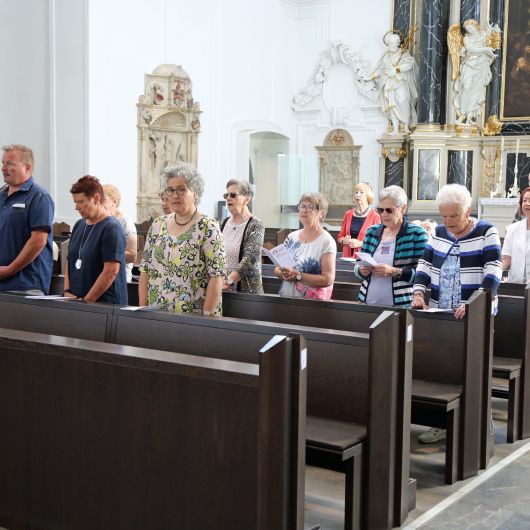 Bischof Dr. Franz Jung feierte am Dienstagvormittag, 5. Juli, einen Kiliani-Gottesdienst mit Gläubigen aus der Region Aschaffenburg und Pfarrhausfrauen. Eine Begegnung auf dem Vorplatz des Burkardushauses schloss sich an.